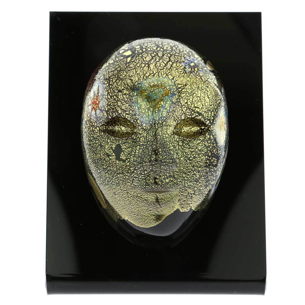 GlassOfVenice Murano Glass Venetian Carnival Mask - Black Millefiori View 5