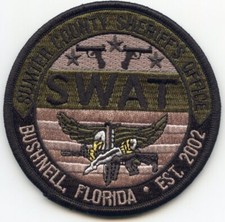 SUMTER COUNTY FLORIDA see the back of this patch SWAT SHERIFF POLICE PATCH