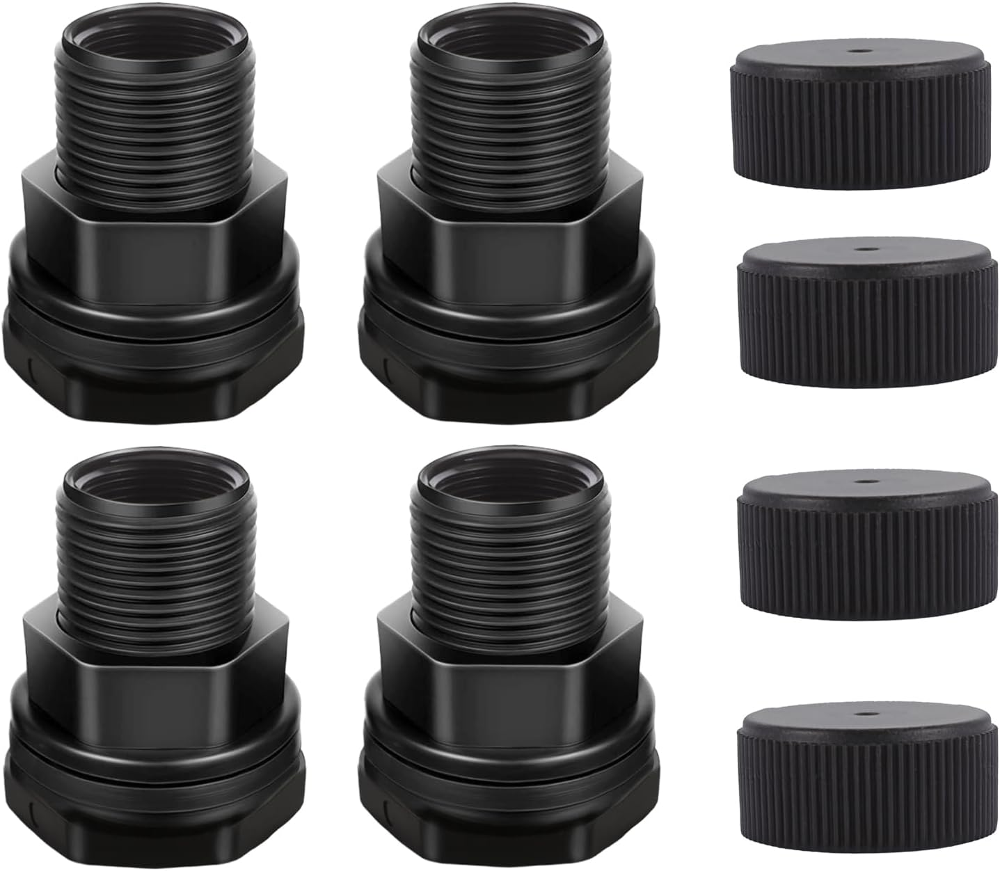 PVC Garden Hose Bulkhead Fitting with Plug, 1/2" Female NPT, 3/4" Male