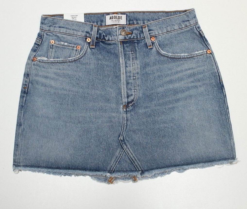 NWT AGOLDE Quinn Hi Rise Mini Skirt Devotee Wash Denim Sz 30