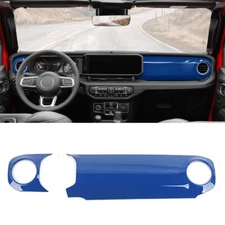 Blue Console Dashboard Panel Cover Trim Overlay for Jeep Wrangler JL JT 2024-25