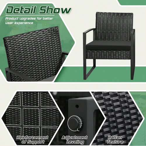 3 Pieces Patio Bistro Set, Wicker Outdoor Patio Furniture Set-Lightning Deals - Picture 12 of 46