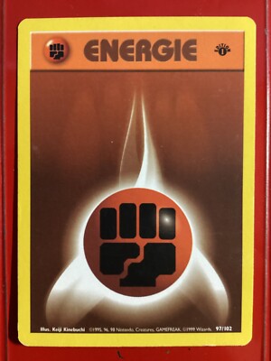German Fighting Energy (Energie) 97/102 1st Edition Base Set Pokemon NICE !!