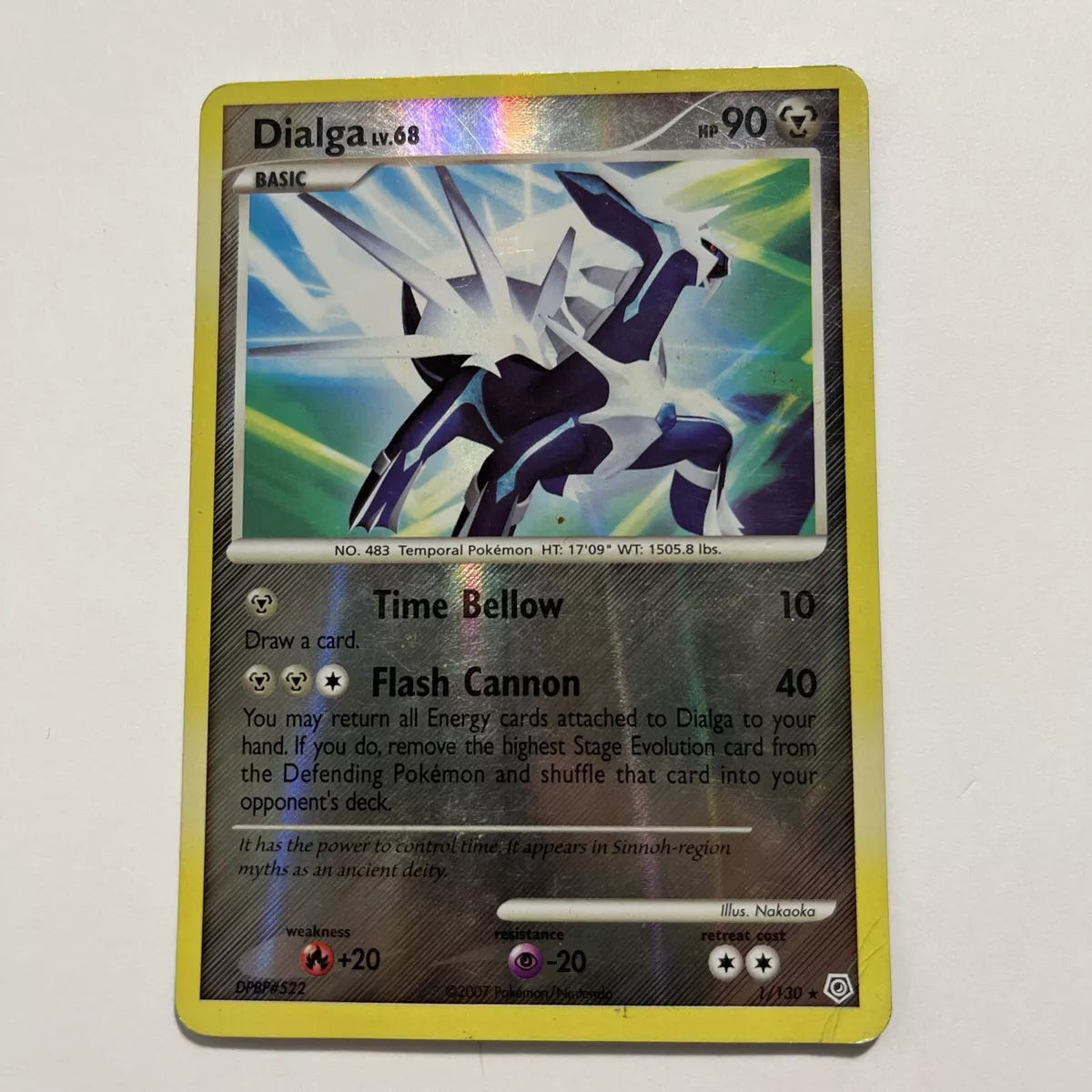 Pokemon Card Dialga LV.68 Diamond & Pearl 1/130 HEAVILY PLAYED Reverse Holo  Rare