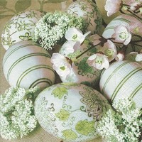 "20 Servietten\"Easter Arrangement\"Ostern 33X33 Osterei BlüTen GrüN Weiß Landhaus"