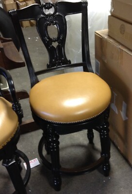 Frontgate Promenade leather  Barstool COUNTER HEIGHT 27'' Stool Bar Chair black
