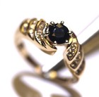 14k yellow gold .48ct SI1 H diamond sapphire gemstone ring 6g ladies 9 — photo 5