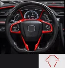 Red Car Interior Steering Wheel Cover Trim For Honda Civic 2016-2021 10th