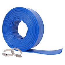 2" x 100 ft Pool Backwash Hose Blue PVC Lay Flat Water Discharge Pump Hoses