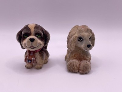 Puppy in My Pocket 1990s St. Bernhard & Spaniel Flocked Toys - 1,25 cm