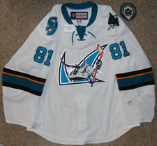 San Jose Barracuda AHL #81 Jeremy Roy, 17/18 White, CCM sz. 56, game worn