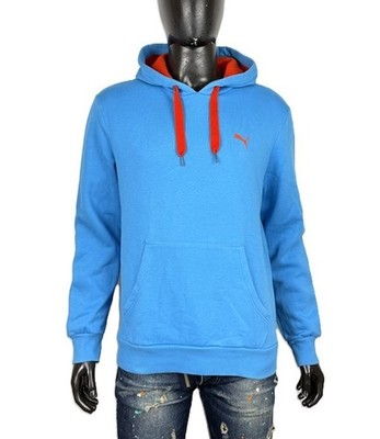 Puma Herren Sweatshirt M IT 48-50 Hellblau Kapuze Orange Hoodie Baumwolle Logo
