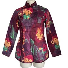 Giacca/cappotto cinese seta trapuntato vintage unico da donna - piccolo UK 6-8