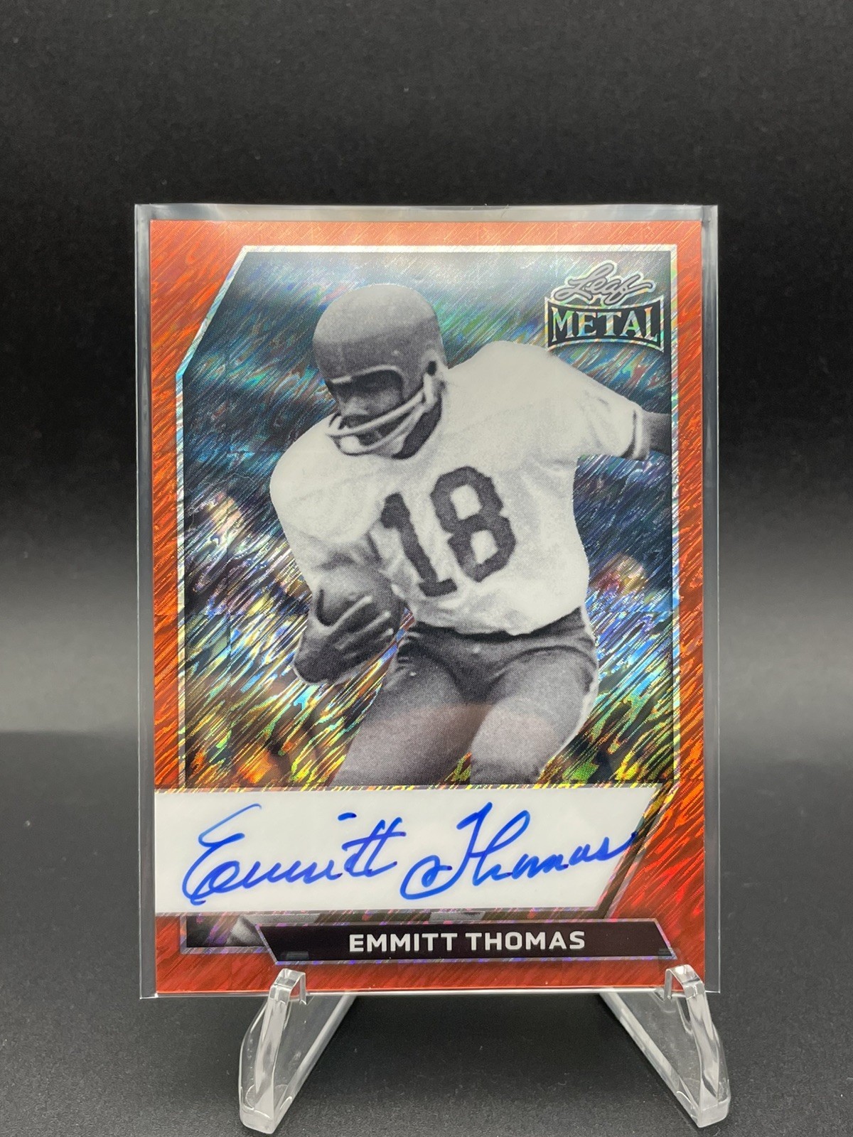 2026 Leaf Metal Emmitt Thomas On-Card Auto Shimmer Orange/6 #OC-ET1