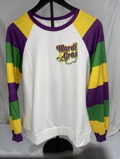 Mardi Gras Crew Neck Women Long Sleeve Carnival Outfit White Size M