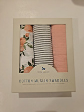 Little Unicorn Cotton Muslin Swaddle Blanket - Watercolor Roses - 3pk Dmg Box
