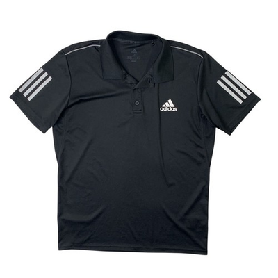 #ad Adidas Polo Shirt Mens M Medium Black Club 3 Stripes Climacool Coaching Golf $12.70
