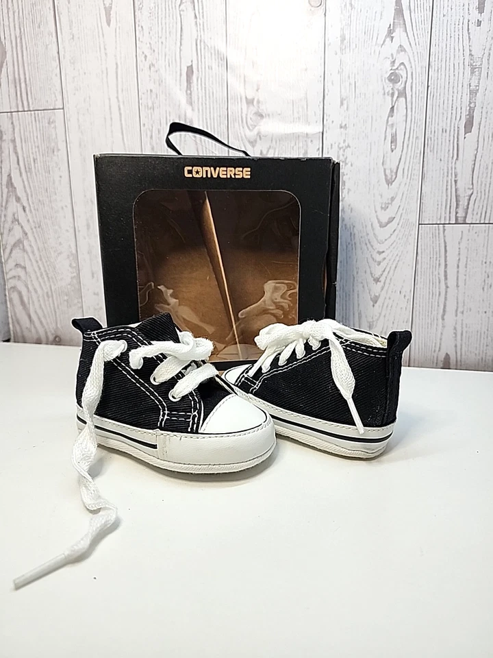 Zapatilla deportiva Baby Converse First Star suela suave clásica andadores de cuna talla 1 negra Foto 2 de 4