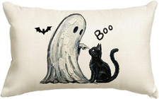 AVOIN Colorlife Halloween Ghost Cat Throw Pillow Cover, 12 X 20 Inch Holiday Far
