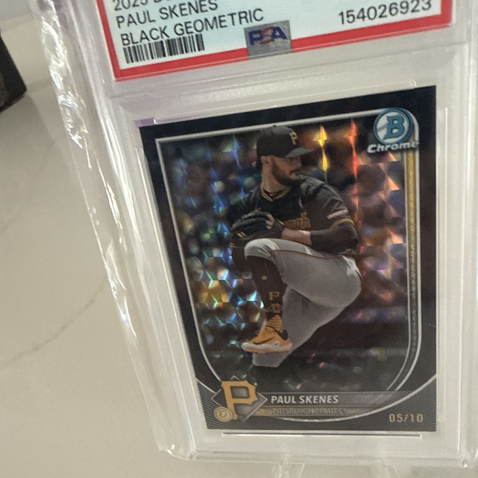 2025 Bowman Chrome #30 Paul Skenes Black Geometric # 5/10 view 2