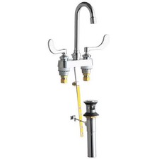 Manual Gooseneck Kitchen/Bathroom Faucet, 4" Mount, Polished Chrome 3 Hole