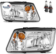 Headlights Assembly W/Bulbs for 1999-2005 VW Jetta Mk4 Models, Driver  Passenge