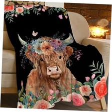 Blanket Cute Cow Plush Throw Blanket Super Soft Cozy Warm 40"x50" Highland Cow