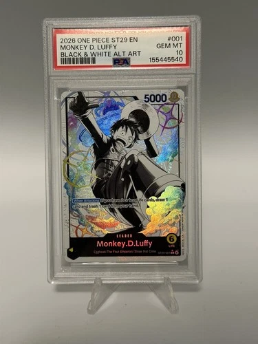 PSA 10 2026 ONE PIECE ST29-001 EN ~ MONKEY D. LUFFY ~ BLACK & WHITE ALT ART