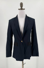Rag  Bone Womens Navy Black Trim Single Button Blazer Jacket Sz 2