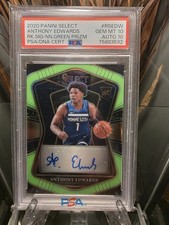 2020-21 Anthony Edwards Rookie Select Green Prizm Signatures/99 PSA 10 AUTO 10