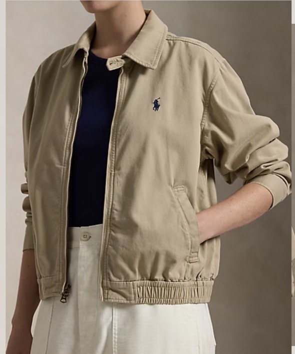 POLO Ralph Lauren ジャケット スウェード カーキ 婦人サイズ２ Polo Ralph Lauren Women Cotton Twill Jacket Khaki NWT XL 2-Way Zip