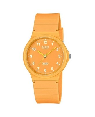 CASIO Men Analog Quartz Casual Watch Classic Dress Orange Dial Waterproof Round