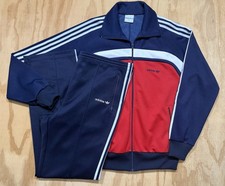 Vintage 80s Adidas Tracksuit Striped L Red White And Blue Taiwan Trefoil