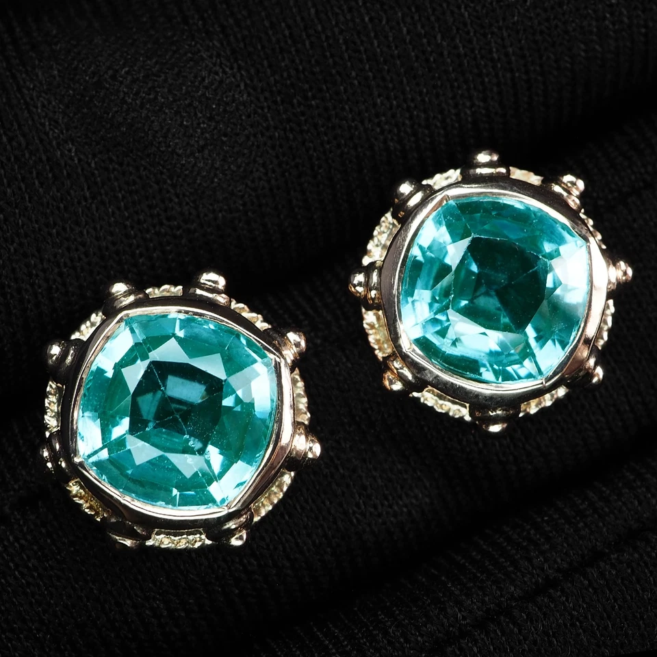 Neon Green Paraiba Tourmaline 9.15Ct 925 Sterling Silver Handmade Stud Earrings - Image 2 of 4