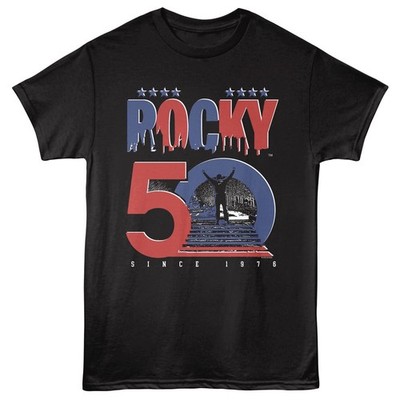 Rocky Balboa T-Shirt Movie 1976 50th Anniversary STAIRS New Official Black