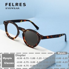 Photochromic Myopia Nearsighted Glasses Unisex Round Leisure Fashion Sunglasses