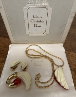 Vintage CHRISTIAN DIOR Brooch Earrings Set