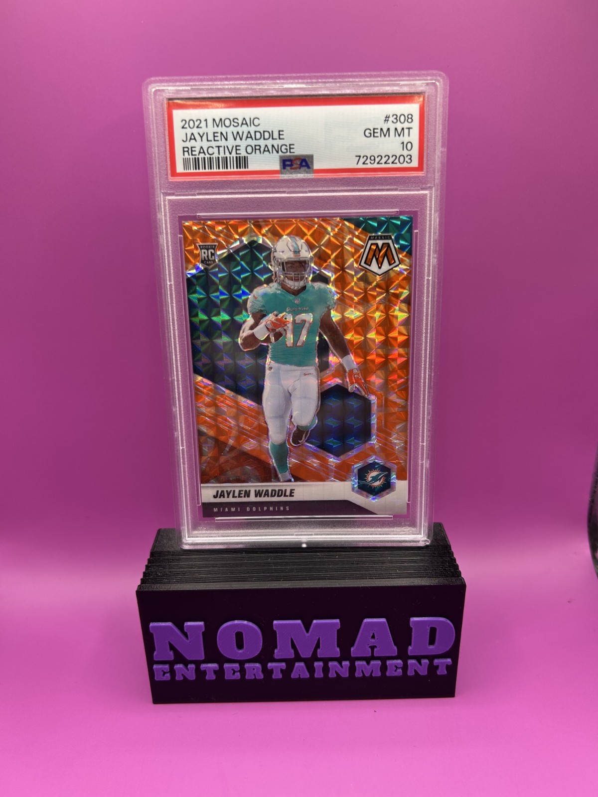 2021 Mosaic Jaylen Waddle Reactive Orange PSA 10 GEM MINT Rookie RC #308 Dolphin