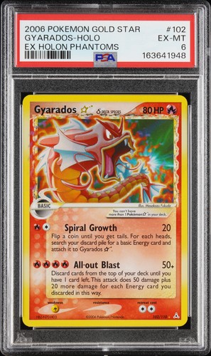 Pokemon Gyarados Gold Star Holo EX Holon Phantoms 102/110 PSA 6