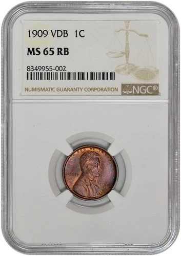 1909 VDB 1C Lincoln Wheat Cent NGC MS 65 RB with Purple Toning