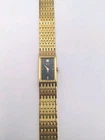 Vintage 1980s Seiko Tank Quartz Black Dial Gold Tone Band New Battery