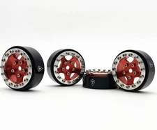 Treal 1.0" Aluminum B-Type Beadlock Wheels Silver/Red (4)
