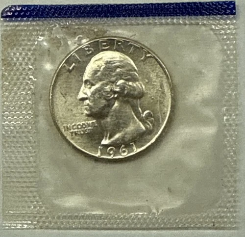 1961 P Uncirculated Washington Quarter From Mint Set In Mint Cello