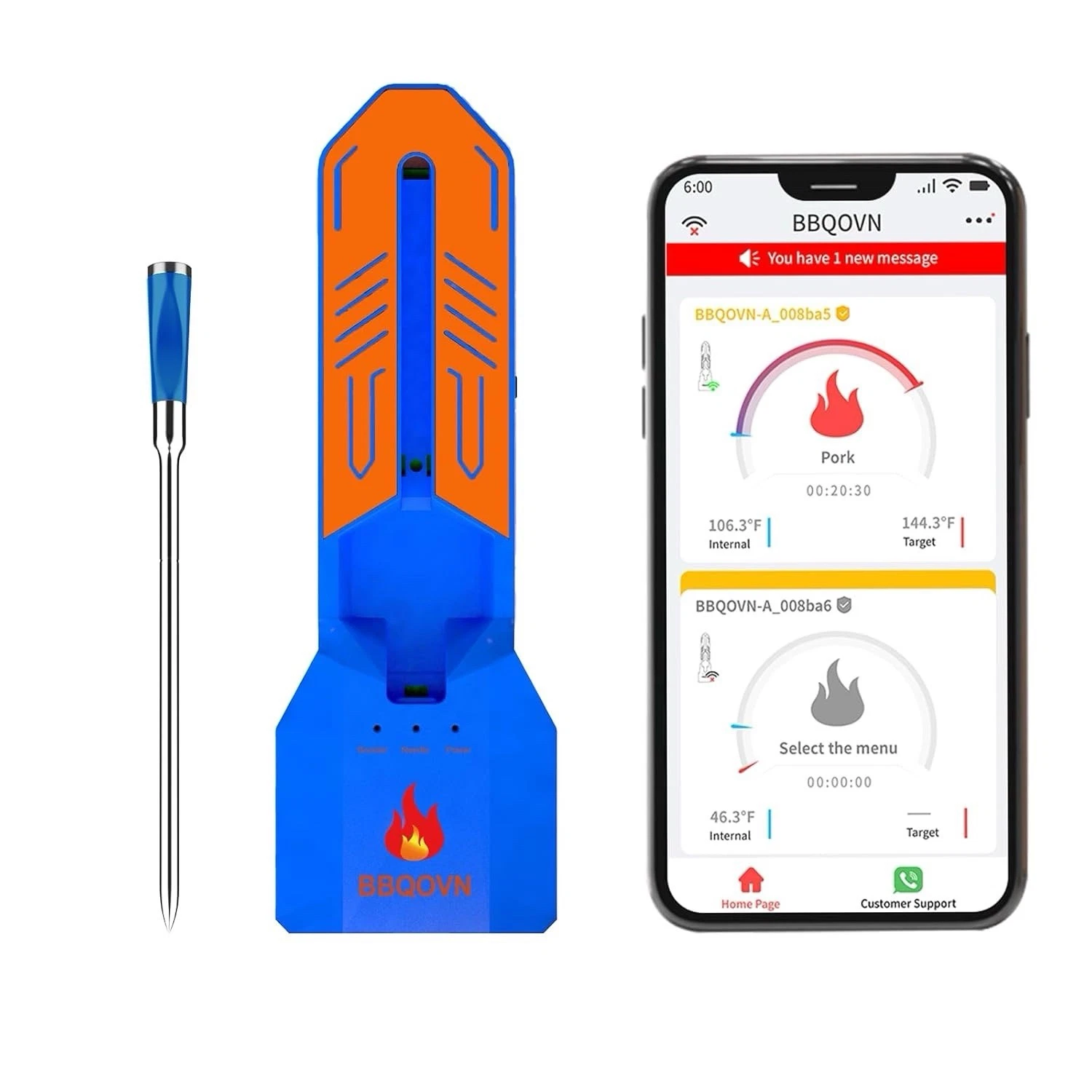 WiFi & Bluetooth Wireless Meat Thermometer, Unlimited Range, 7 Sensors, Blue
Opens in a new window o