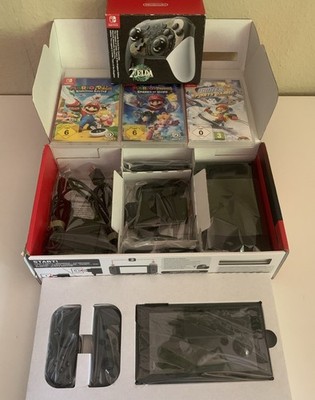 Nintendo Switch V2 Grau Bundle Komplett/Pro Controller Zelda  3x Spiele TOP   