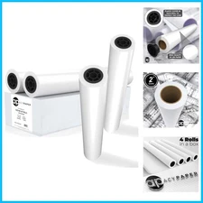 High-Quality 20 lb Bond Plotter Paper, 24" x 150' for Ink Jet Printers - 4 Rolls