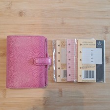 Filofax Mini Finsbury Pink Organiser Grained Leather Cardholder Penholder Uni
