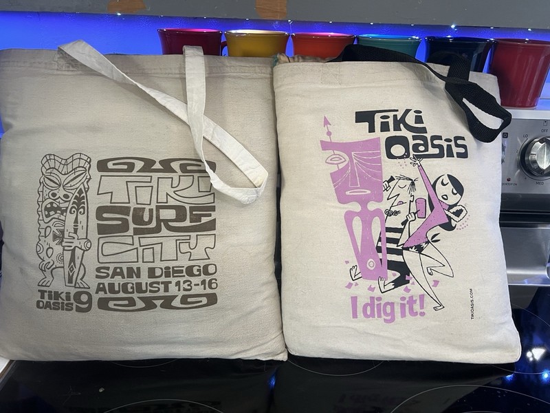 Tiki Oasis Vintage Tote Bags. Lot of 2