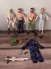 4 Gi Joe Action Figure Lot W/Accessories. One Speaking Rare, Vtg Military Men
