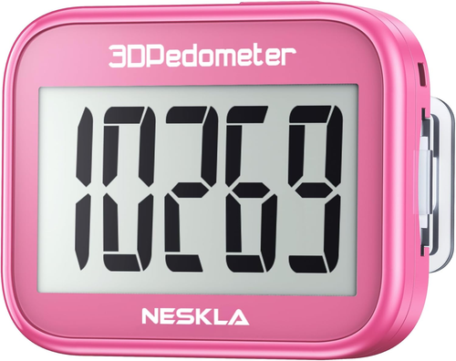 3D Pedometer Step Counter with Clip, Large Display Tracker for Walking - Pink